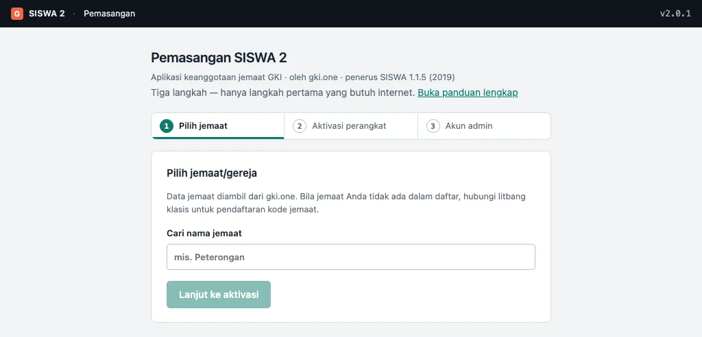 Pemasangan langkah 1